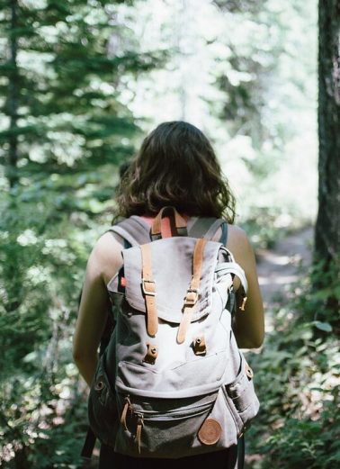 woman, backpack, forest